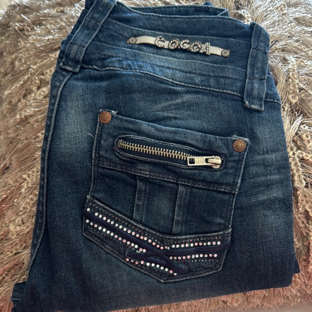 Women's Dark Blue Embellished Jeans